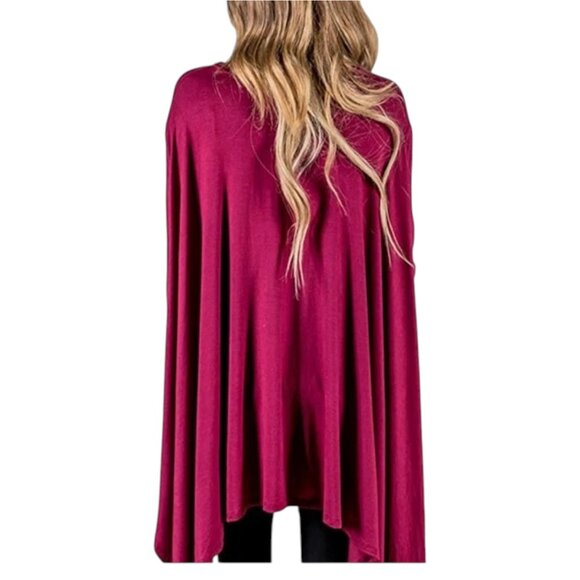 Women’s Oversized Draped Tunic Top Long Sleeve Loose Fit Hanky Hem Jersey Blouse - Picture 3 of 4